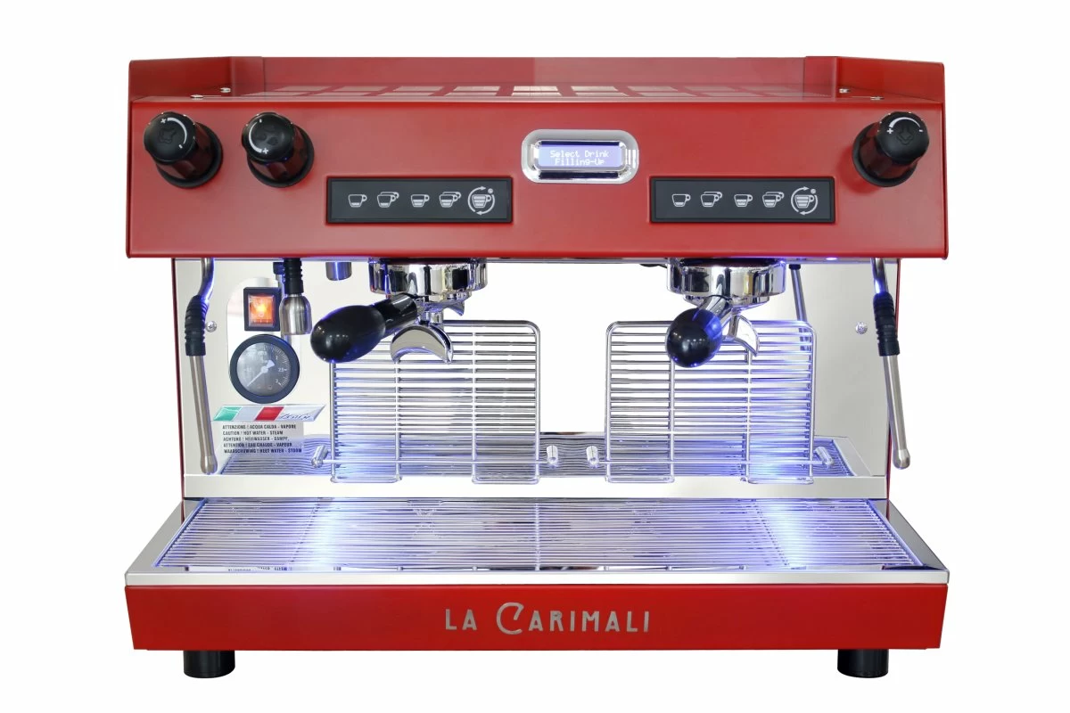 Кофемашина рожковая Carimali Nimble E2 2 группы, высокие, автомат, цвет корпуса красный