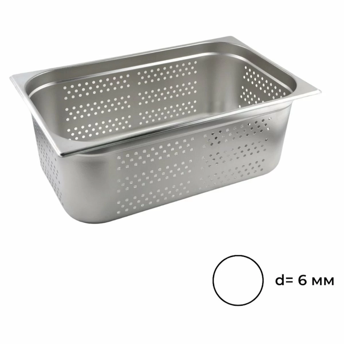 Гастроемкость 1/1 h=200 мм. 27,8 л. нерж. перфорированная d=6 мм. MGsteel /1/6/