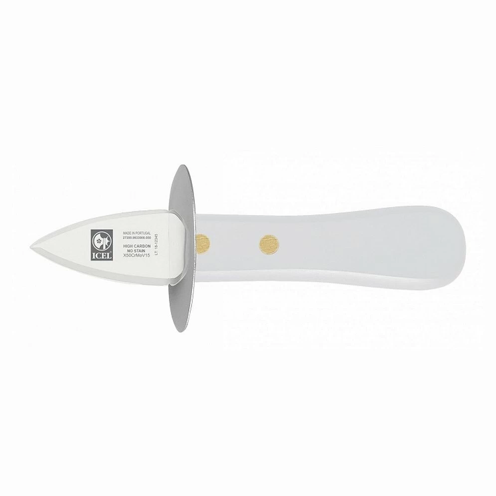 Нож для устриц и колки льда 50/155 мм. с ограничителем, ручка белая Icel /1/6/