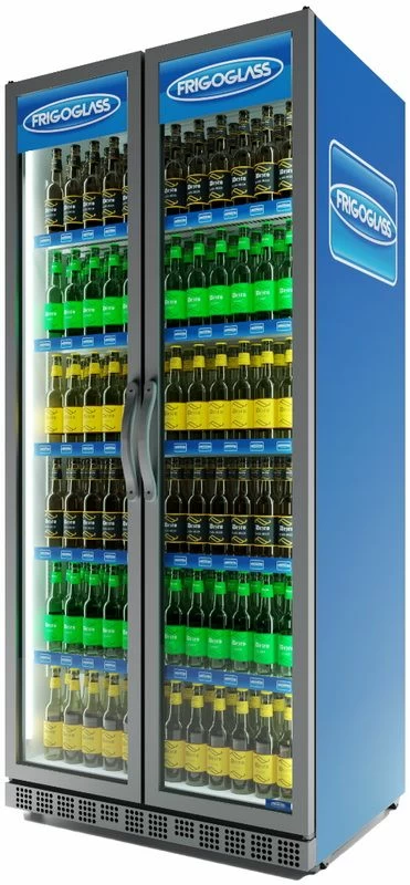 Холодильный шкаф Frigoglass Max 1000 HD (R290) (сер.корпус, бел.кабинет, двери распаш., 2Led, 6полок, 6цд, контроллер Carel, откл.освещ.)
