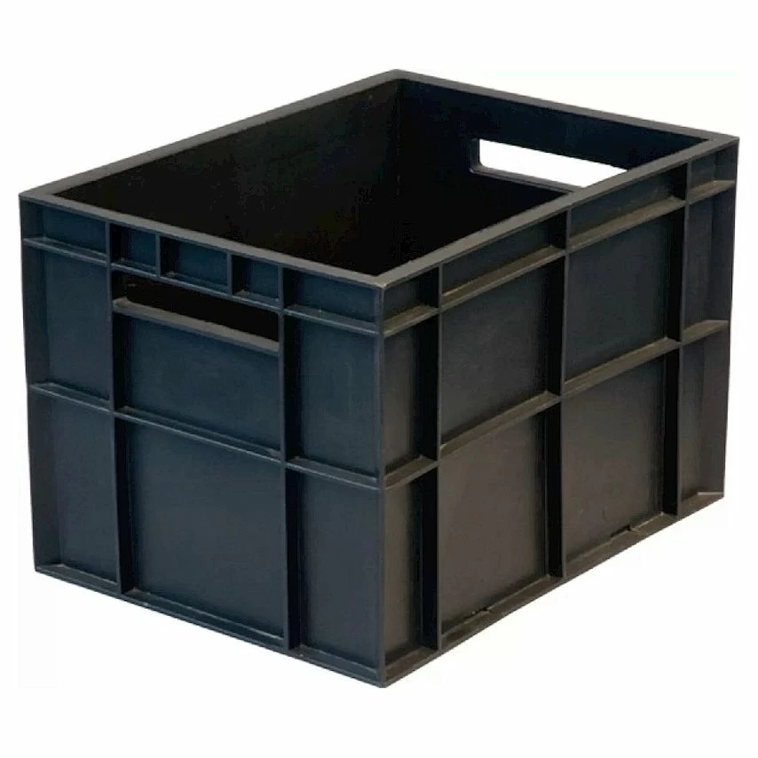 Ящик 400*300*280 мм. для молочной продукции прямой сплошной, черный /1/96/
