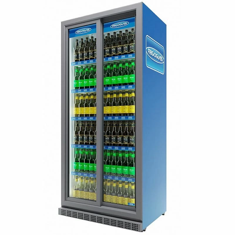 Холодильный шкаф Frigoglass Max 1000 SD (сер.корпус, бел.кабинет, двери купе, 2Led, 6полок, 6цд, контроллер, откл.освещ.)