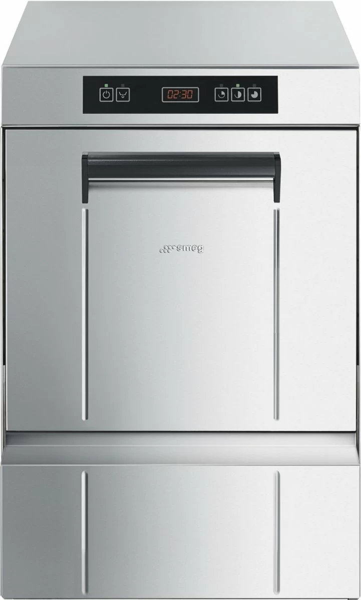 Стаканомоечная машина SMEG SPG 405 M под кассеты 40х40 см, сливная помпа с фильтром, дозаторы моющего средства и ополаскивателя, электронная панель