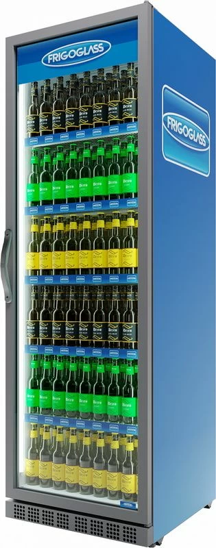 Холодильный шкаф Frigoglass Max 700 RC (R290) (сер.корпус, бел.кабинет, сер.рамка дв., перенавес дв., 2Led, 6полок, 6цд, контроллер, откл.освещ.)
