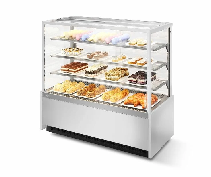 Витрина кондитерская Chilz VETE KUB 130 белый глянец/шлифованная нержавейка