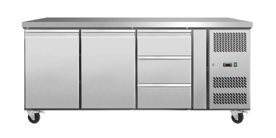 Стол морозильный Koreco GN/3100BTL2D3 островной с 2 дверьми GN1/1, с 3 ящиками