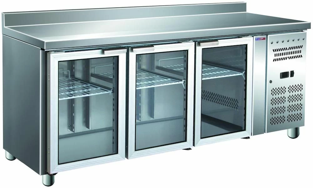 Стол с охлаждаемым шкафом Cooleq GN3200TNG бортик, стеклянная дверь