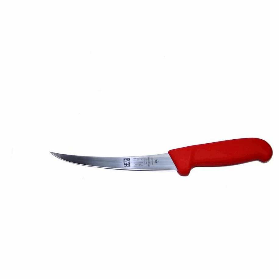 Нож обвалочный 150/290 мм. изогнутый (полугибкое лезвие) красный SAFE Icel /1/6/