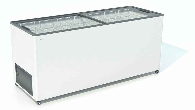 Ларь морозильный FROSTOR F 600 С (прямое стекло, серый)