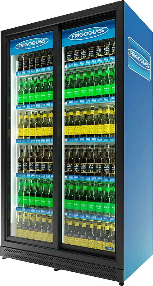 Холодильный шкаф Frigoglass Super 16 FFSD SD (R290) (черн.корпус, черн.кабинет, черн.рамка дв., двери купе, 2Led, 6полок, 6цд, контроллер, откл.освеще
