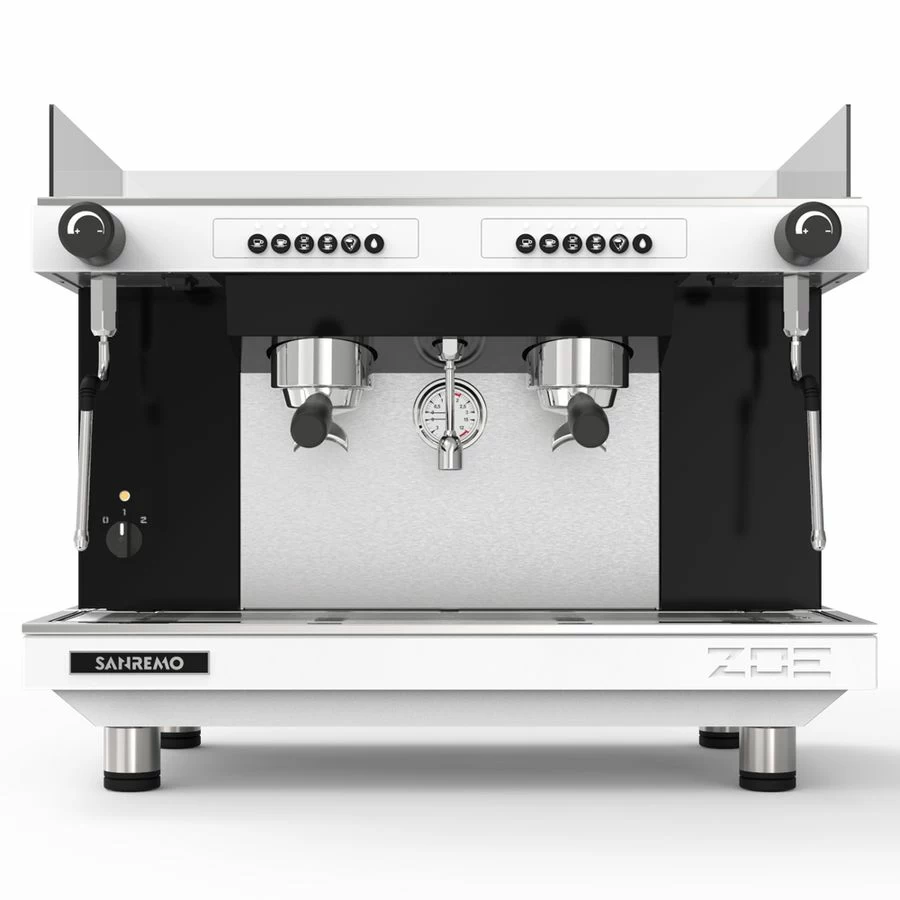 Кофемашина Sanremo Zoe SED Tall 2Gr, автоматическая, высокие группы, бело-чёрная
