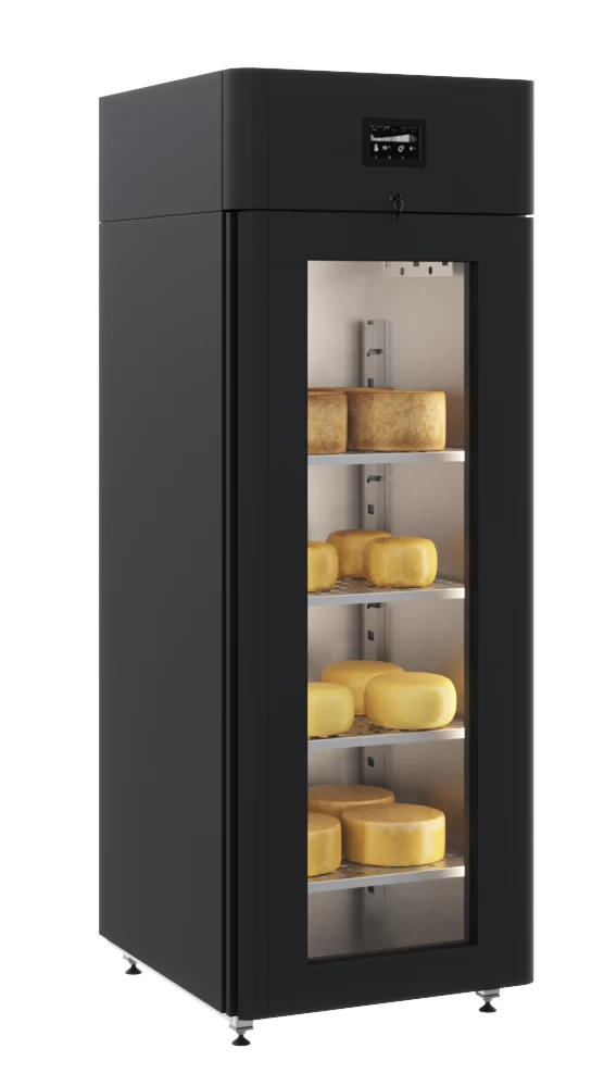 Шкаф холодильный Polair CS107 Cheese black, стеклянная дверь