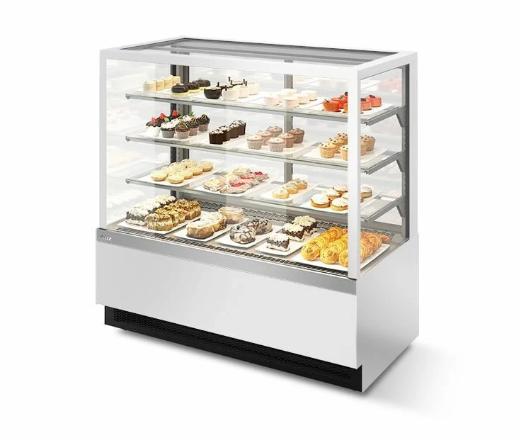 Витрина кондитерская Chilz VETE II KUB LUX 130 белый глянец/металлик/шлифованная нержавейка (ВК273 (285-888))