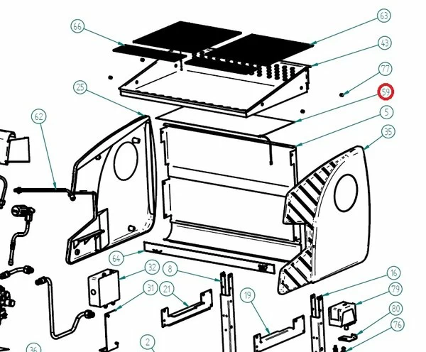Корпус нагревательного элемента 5.0.000.0808 (530×230мм 65W 230V) для кофемашины т.м. FIAMMA