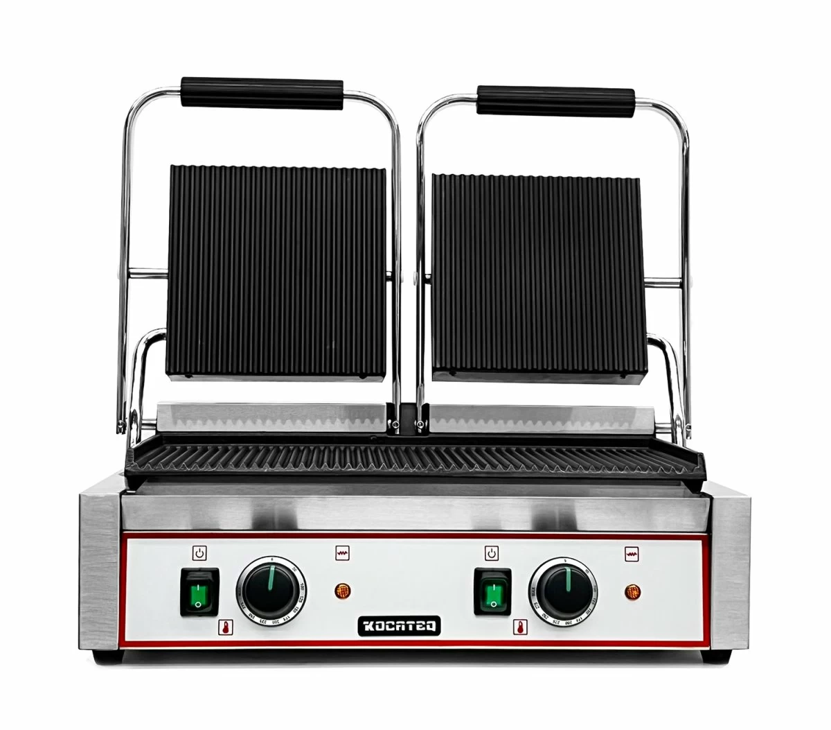 Гриль пресс Kocateq GH 813A GL двухсекционный с верхними и нижней ребристыми пластинами