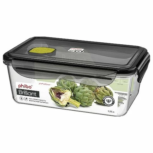 Контейнер для продуктов прямоуг. 1,35 л. 19,5*12,5*7 см. герметичный с клапаном «Бриллиант» /1/12/