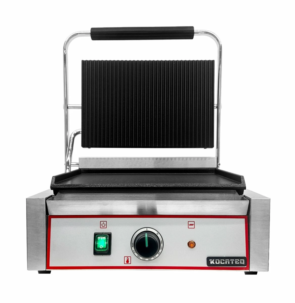 Гриль пресс Kocateq GH 811EC GL односекционный с верхней ребристой, нижней плоской пластиной