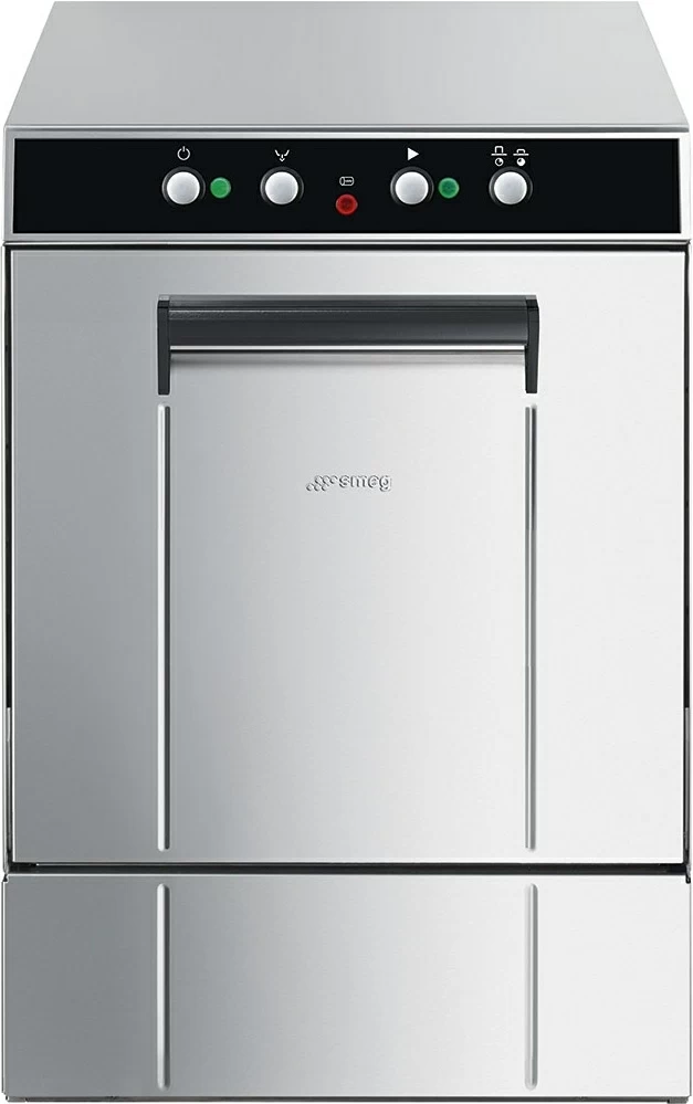 Стаканомоечная машина SMEG UG 400 DMS под кассеты 40х40 см, сливная помпа с фильтром, дозаторы моющего средства и ополаскивателя, водоумягчитель, эле