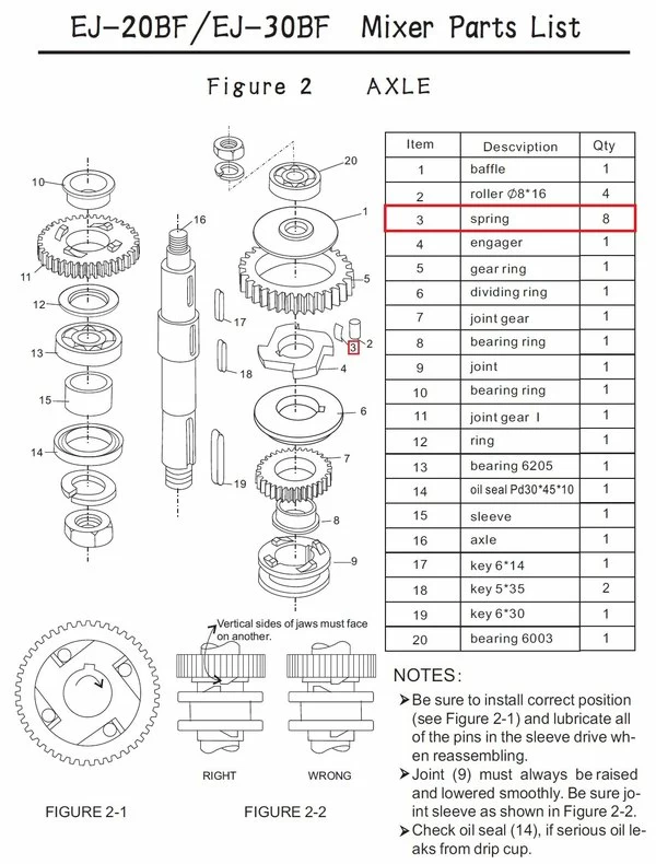 Пружина F2-3 для миксера планетарного т.м. EKSI серии EJ, мод. EJ-20BF