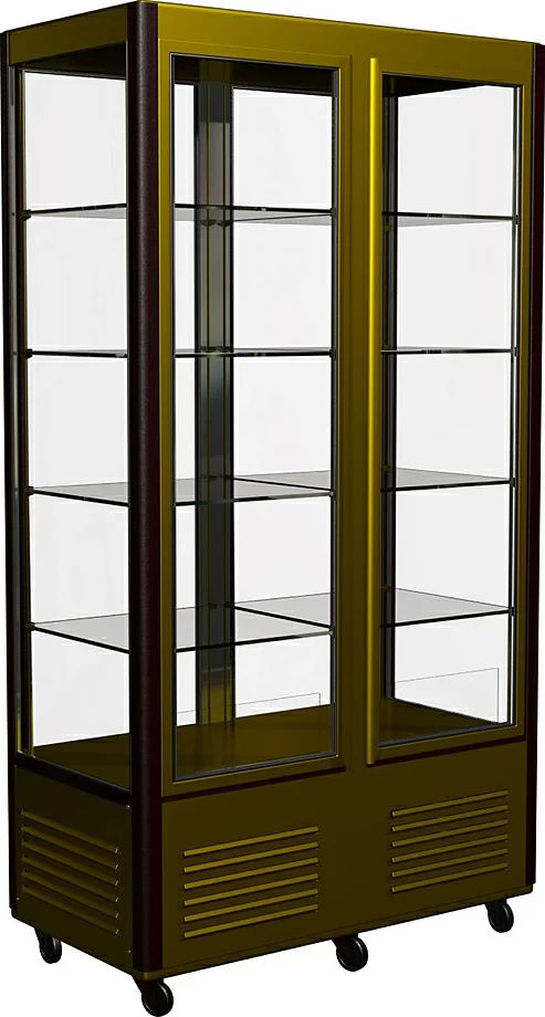 Шкаф холодильный Полюс D4 VM 800-1 (R800C Сarboma Люкс) (0109-0102 (коричн-золот) 2 дв,стекл полк)