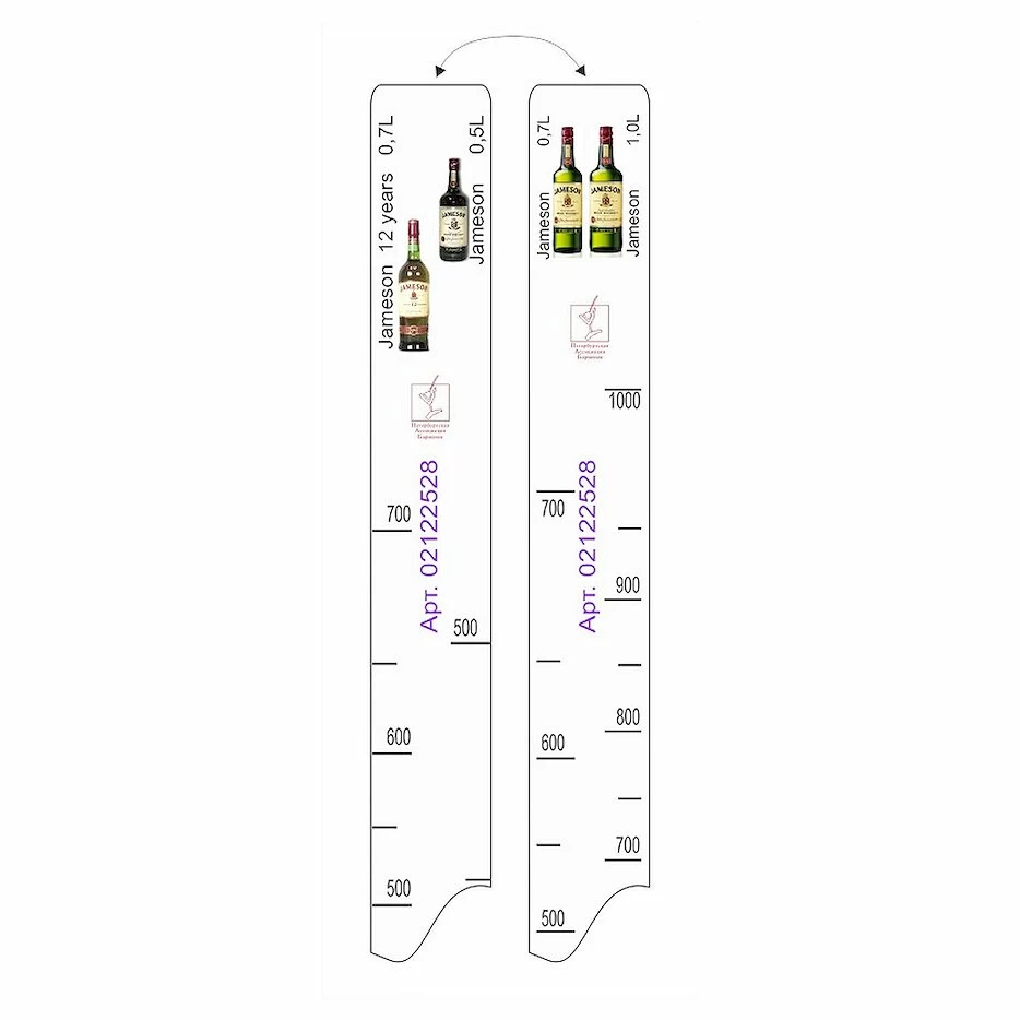 Линейка Jameson (0.7л./1л.)/ Jameson 12 лет (0.7л./1л.) L=28 см В=2 см /1/