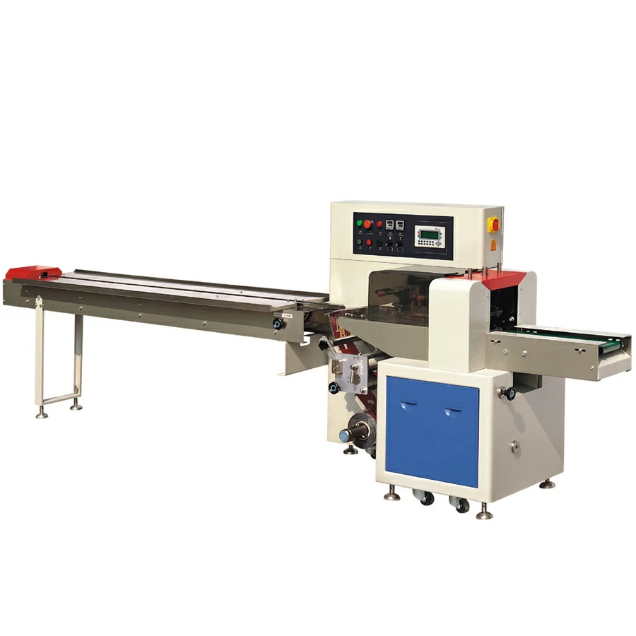 Горизонтальная упаковочная машина Hualian Machinery DXDZ-450XD New (H-70mm, bag L 130-450mm, S 400mm, рег.форм, транспортёр на выходе, вставки в транс