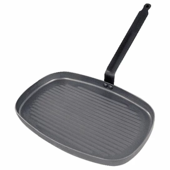 Сковорода-гриль 38*26 см. белая сталь Carbone Steel (индукция) De Buyer /1/3/