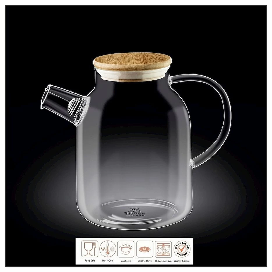 Чайник заварочный 1700 мл, с дерев. крышкой Thermo Glass Wilmax /1/12/