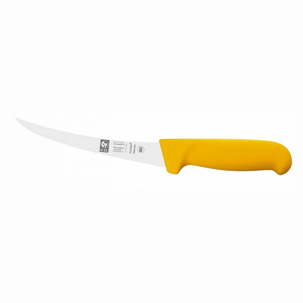 Нож обвалочный 150/290 мм. изогнутый, полугибкое лезвие, желтый SAFE Icel /1/6/