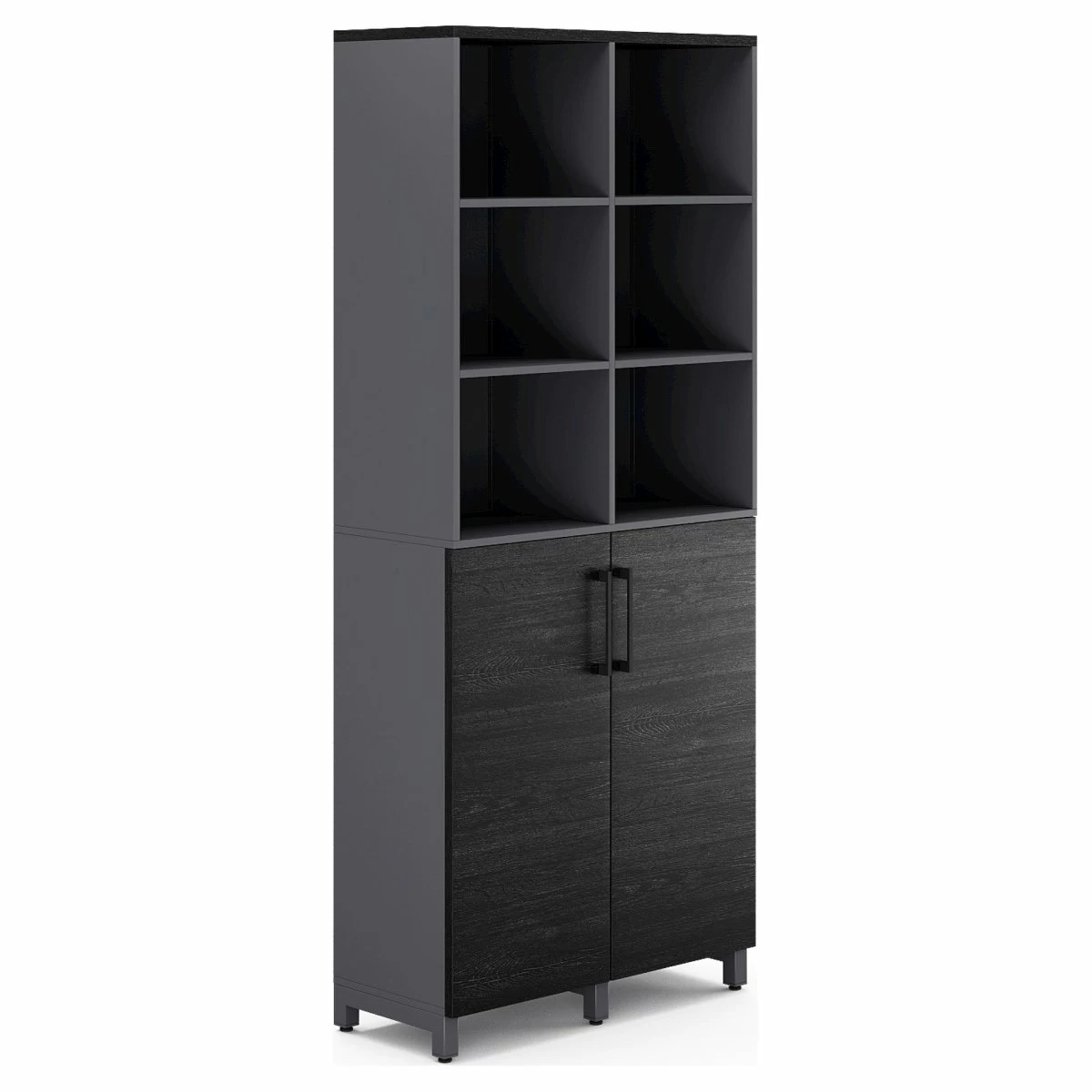 Шкаф распашной Kobor HR/3/3-90/60/M graphite/wood