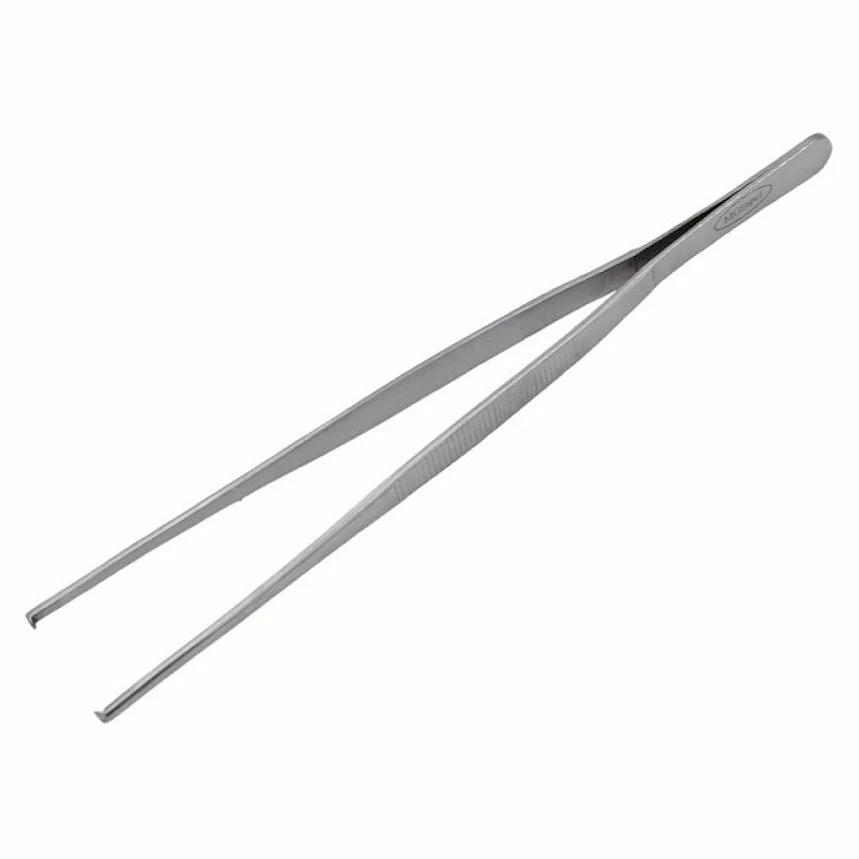 Щипцы (пинцет) 25 см. прямые, прямой кончик с зубцами, нерж. MGsteel /1/