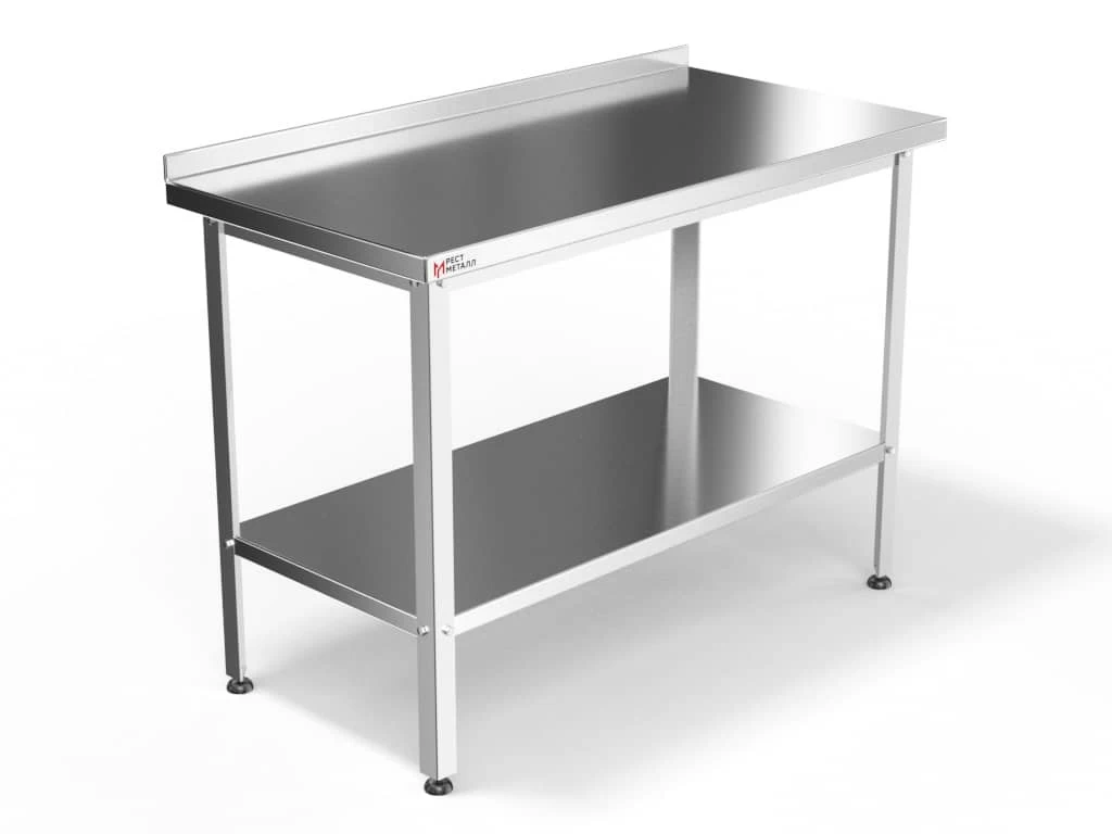 Стол производственный с бортом и полкой GPsteel СПБП-1200/600-с