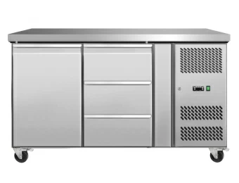 Стол холодильный Koreco GN/2100TNL1D3 островной с 1 дверью GN1/1, с 3 ящиками