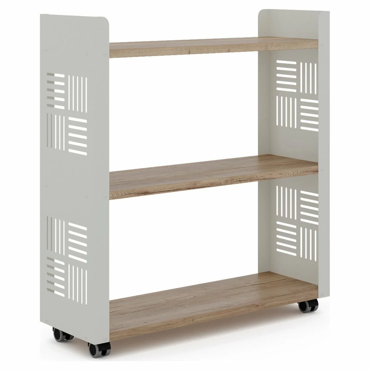 Стеллаж мобильный Kobor SM3-90/30 white/natural