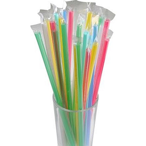 Трубочки коктейльные 0,8*21 см. 500 шт/уп. прямые цветные в ИНДИВИД. УП. Милк /1/10/