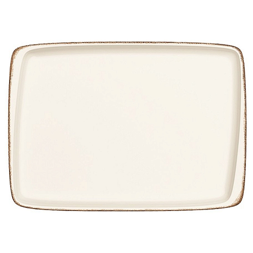 Блюдо прямоугольное 230*160 мм. Ретро коричневый край, форма Мув /1/12/