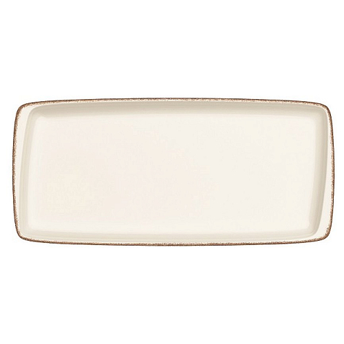 Блюдо прямоугольное 340*160 мм. Ретро коричневый край, форма Мув /1/12/