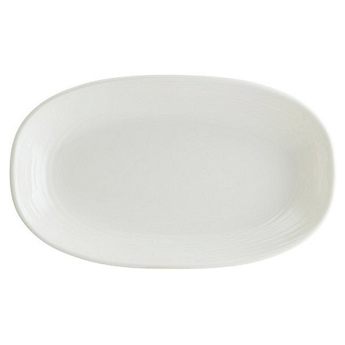 Блюдо овальное 150*85 мм. Белый, форма Луп узкая полоска /1/12/