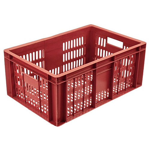 Ящик 600*400*250 мм. колбасный прямой перфорированный, красный /1/36/