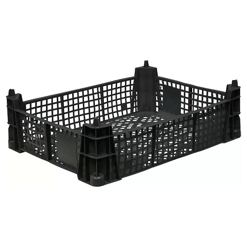 Ящик 400*300*110 мм. для грибов перфорированный, черный /1/160/