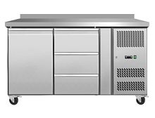 Стол холодильный Koreco GN/2100TNL1D3/W пристенный с 1 дверью GN1/1, с 3 ящиками