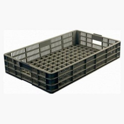 Ящик 740*465*145 мм. для хлеба, прямой перфорированный , серый /1/72/