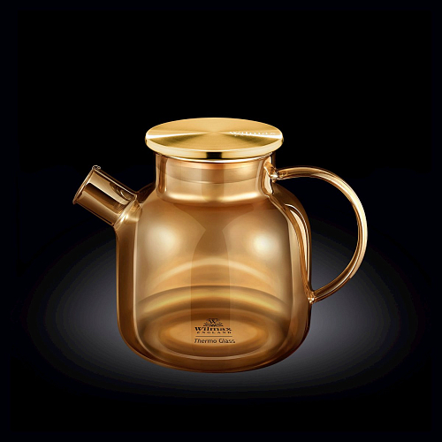 Чайник 1200 мл. заварочный золотой, с крышкой нерж., Термостекло Wilmax /1/18/