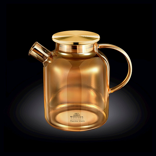 Чайник 1600 мл. заварочный золотой, с крышкой нерж., Термостекло Wilmax /1/12/