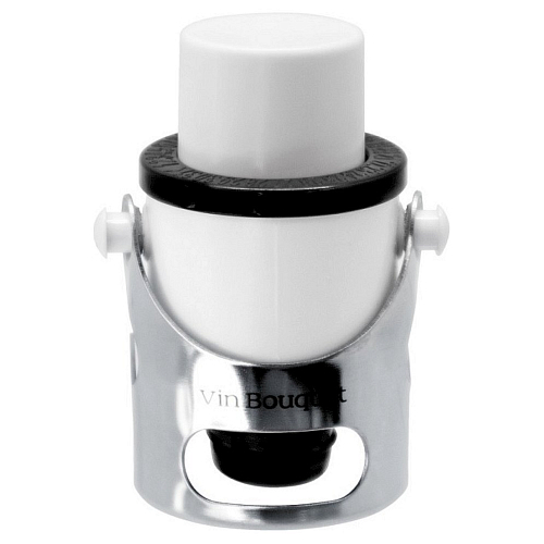 Пробка для шампанского вакуумная с держателем нерж., белая VB /1/18/