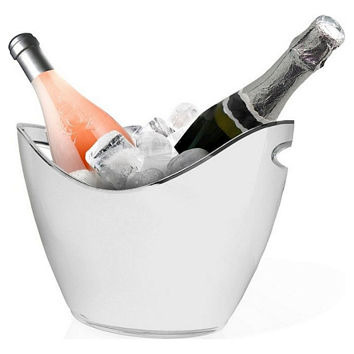 Ведро для шампанского 2,7 л. пластиковое 270*200/160*115 мм. h=205 мм. с ручками для 2-х бутылок, белое VB /1/12/