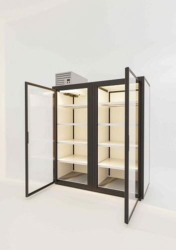 Холодильный шкаф с прозрачной дверью на 2 секции Berk ШХС 1.8 стекло, подсветка - модель №23