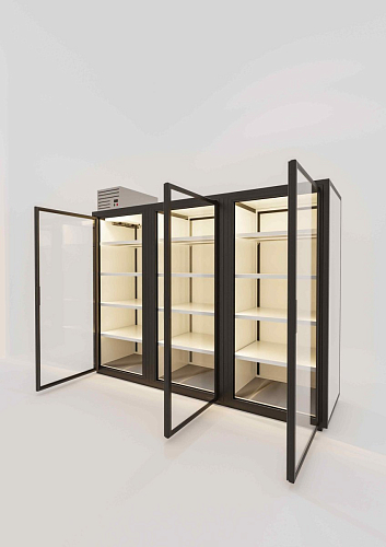 Холодильный шкаф с прозрачной дверью на 3 секции Berk ШХС 2.7 стекло, подсветка - модель №24