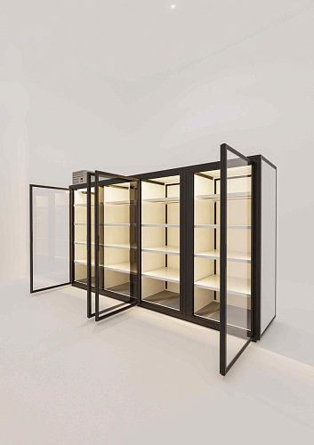 Холодильный шкаф с прозрачной дверью на 4 секции Berk ШХС 3.6 стекло, подсветка - модель №25