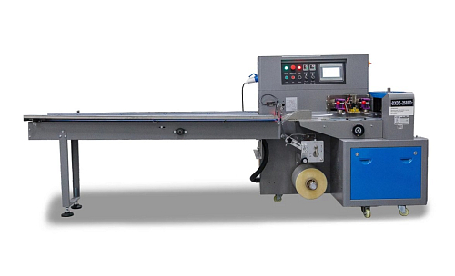 Горизонтальная упаковочная машина Hualian Machinery DXDZ-250XD (3 servo, лент. 100 мм, рег.форм., min bag L 65, H 40, 2-х позиц.нож)